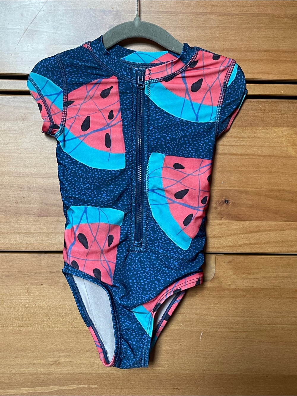 Tea Collection Navy One-Piece Swimsuit with Pink & Turquoise Watermelon Motif